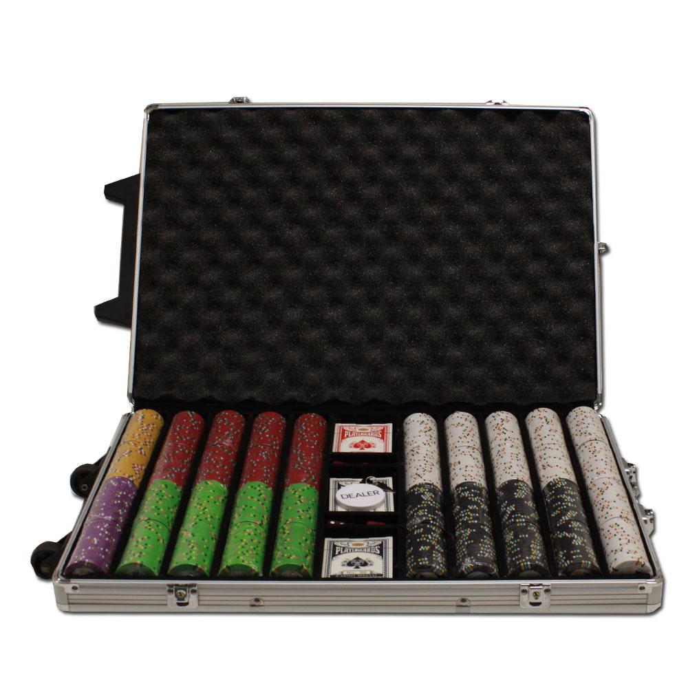 1000 Bluff Canyon Poker Chips with Rolling Aluminum Case