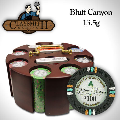 200 Bluff Canyon Poker Chips with Wooden Carousel