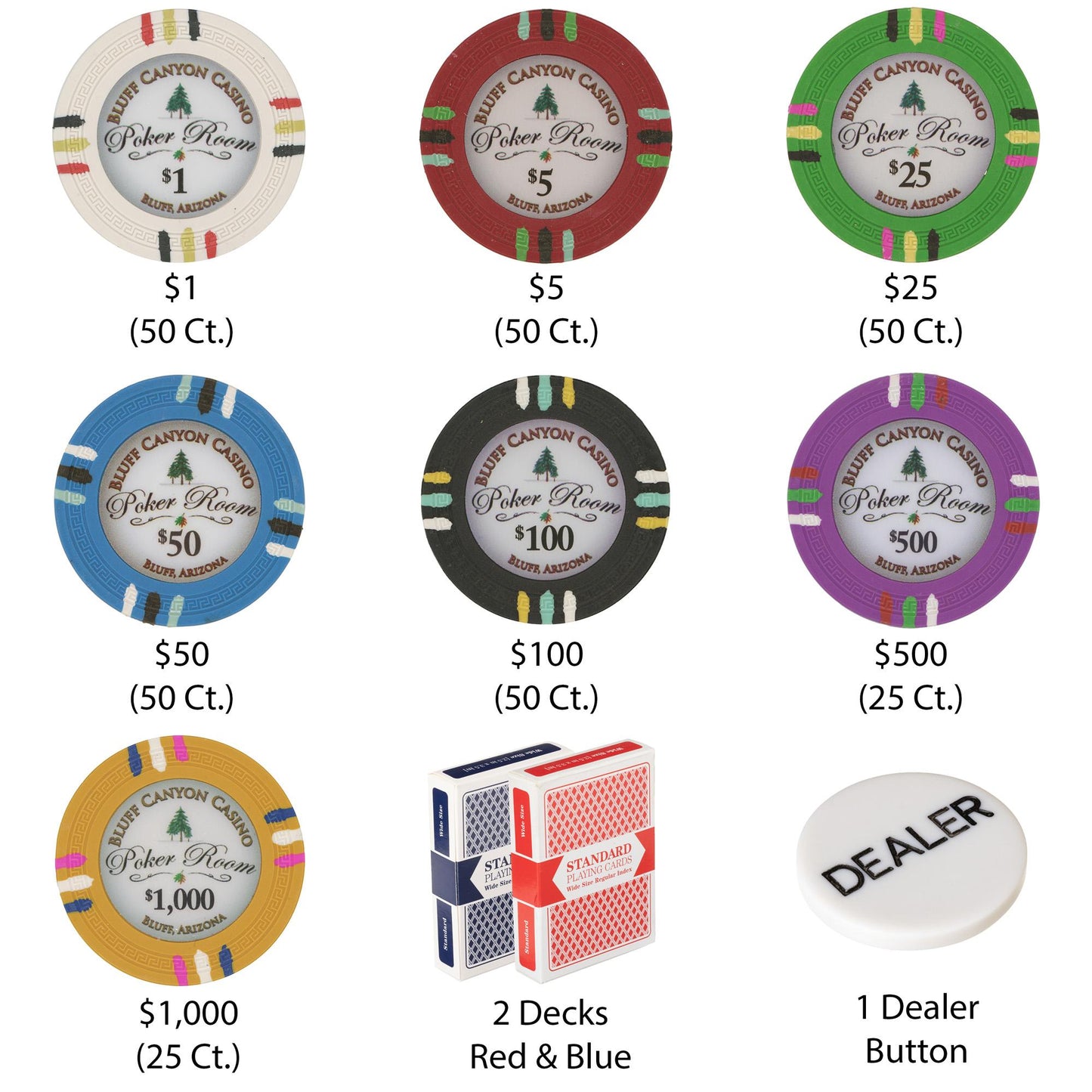 300 Bluff Canyon Poker Chips with Wooden Carousel