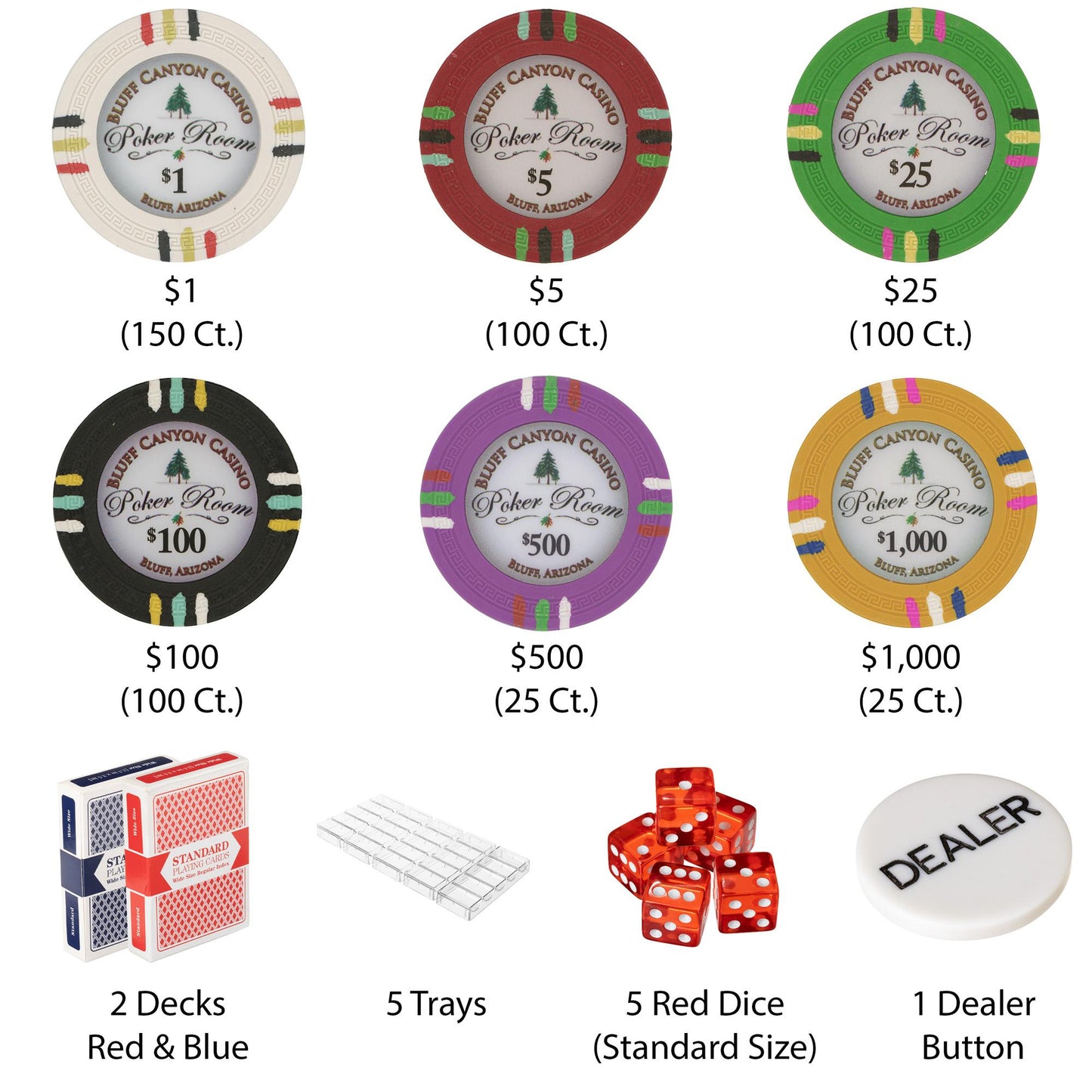 500 Bluff Canyon Poker Chips with Claysmith Aluminum Case