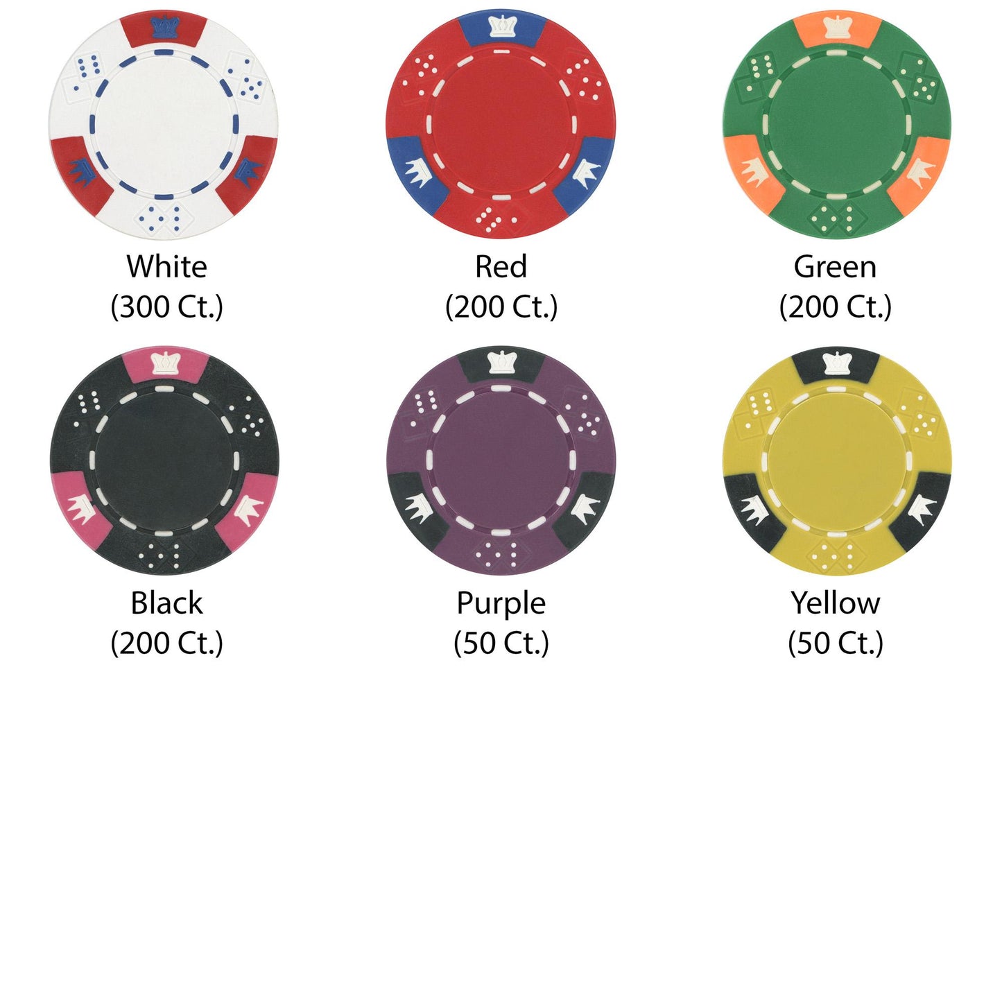 1000 Crown and Dice Poker Chips with Acrylic Carrier