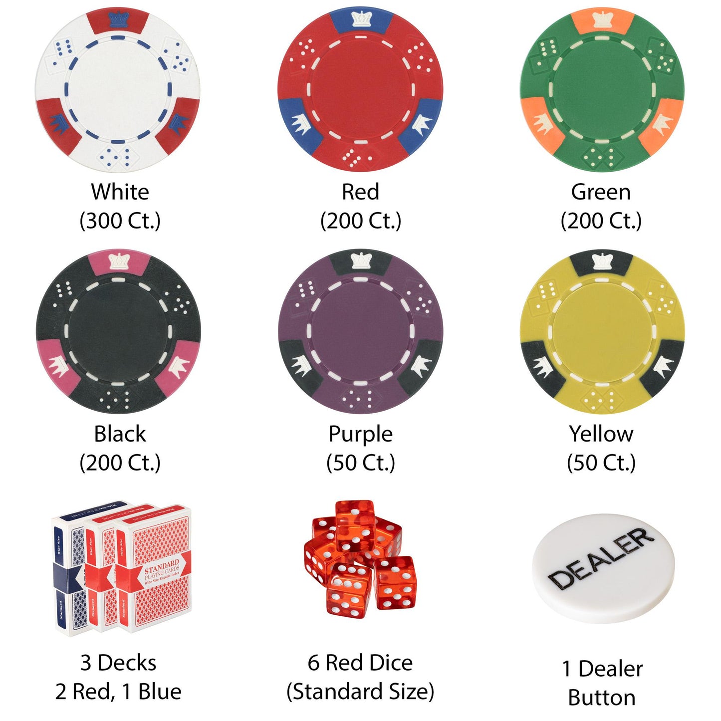 1000 Crown and Dice Poker Chips with Aluminum Case