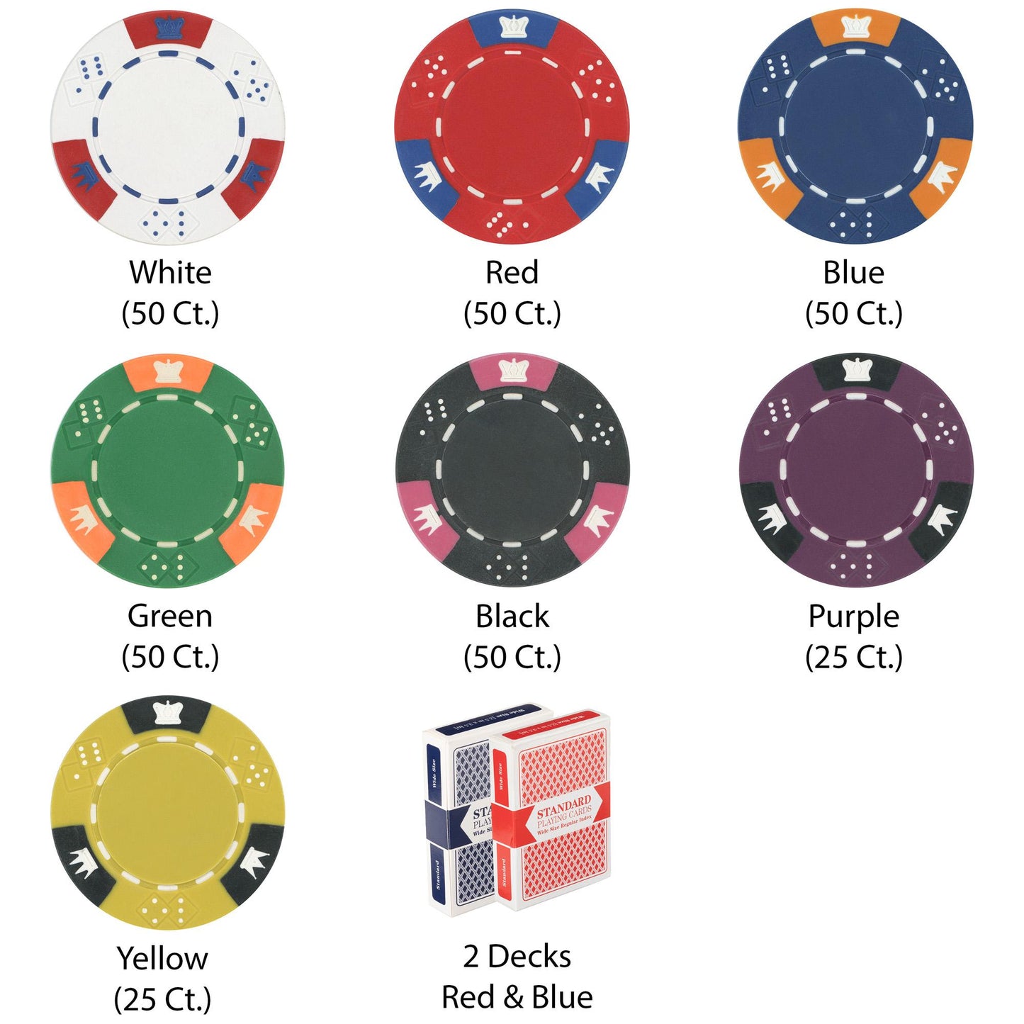 300 Crown and Dice Poker Chips with Wooden Carousel