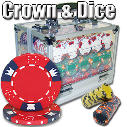 600 Crown and Dice Poker Chips with Acrylic Carrier