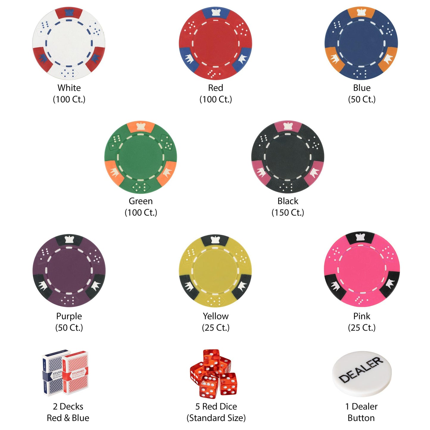 600 Crown and Dice Poker Chips with Aluminum Case
