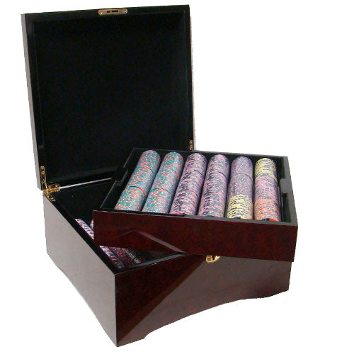 750 Crown and Dice Poker Chips with Mahogany Case