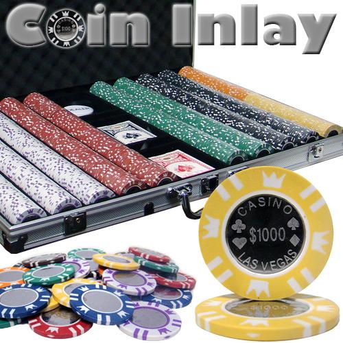 1000 Coin Inlay Poker Chips with Aluminum Case
