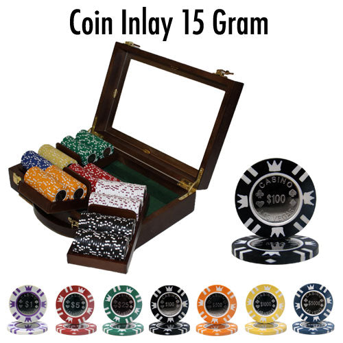 300 Coin Inlay Poker Chips with Walnut Case