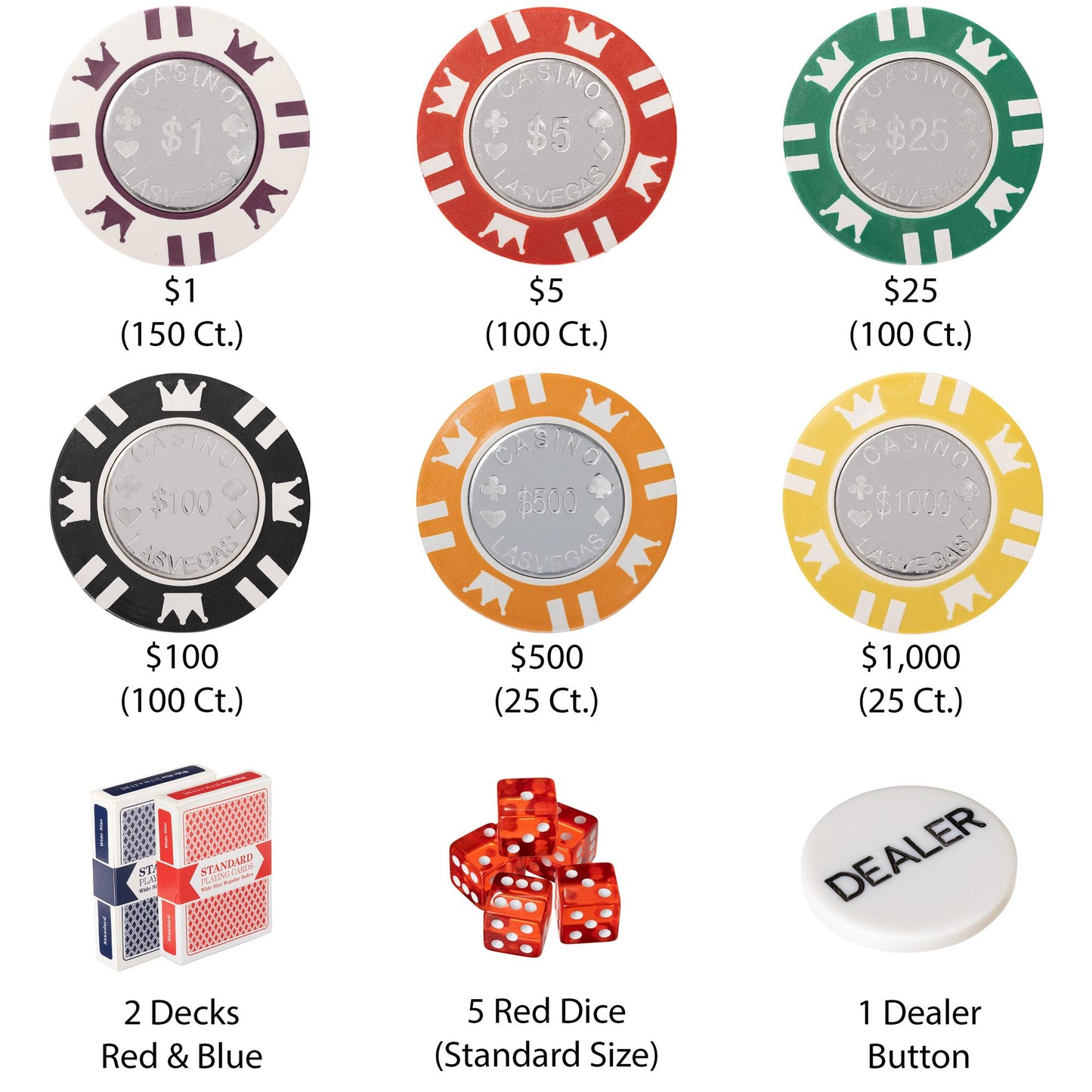 500 Coin Inlay Poker Chips with Aluminum Case
