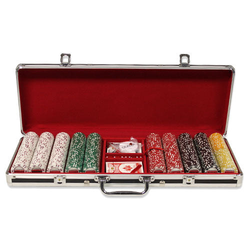 500 Coin Inlay Poker Chips with Black Aluminum Case