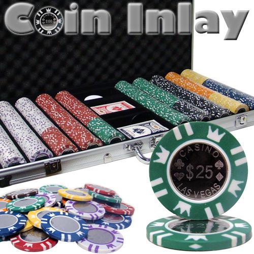 750 Coin Inlay Poker Chips with Aluminum Case