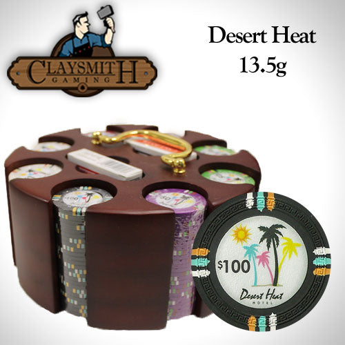 200 Desert Heat Poker Chips with Wooden Carousel