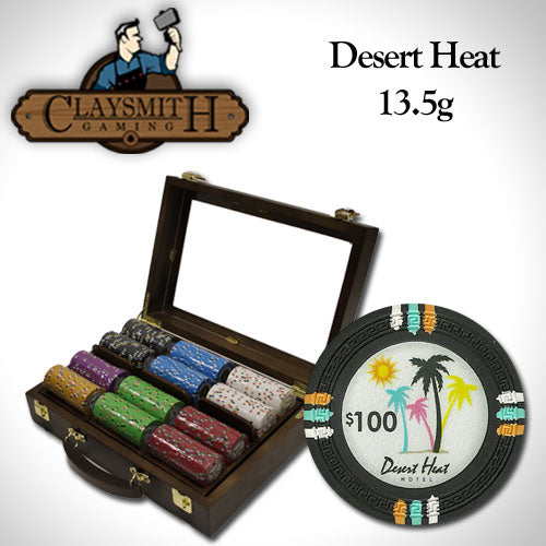 300 Desert Heat Poker Chips with Walnut Case