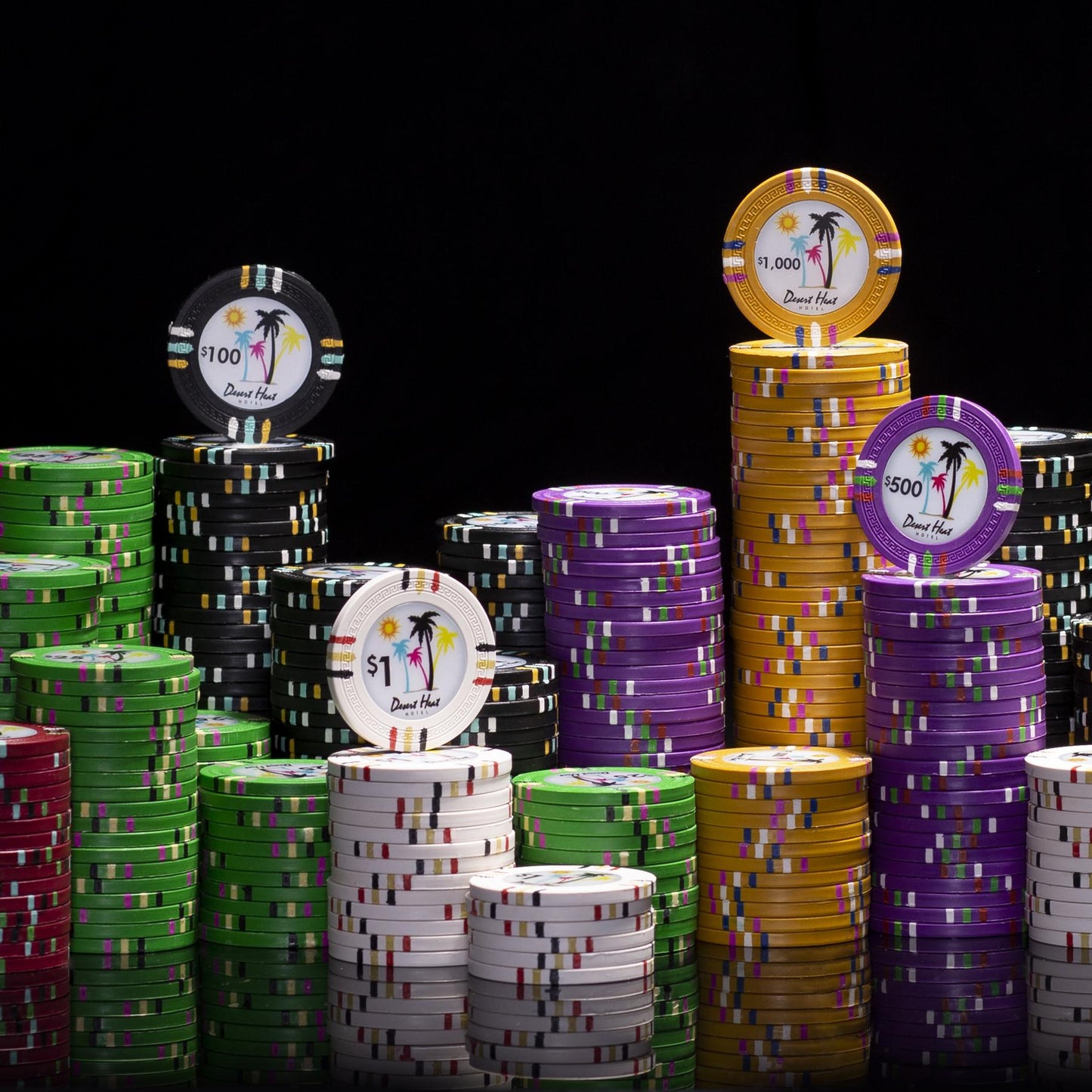 500 Desert Heat Poker Chips with Hi Gloss Case