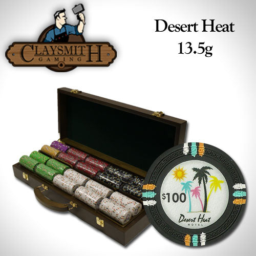 500 Desert Heat Poker Chips with Walnut Case