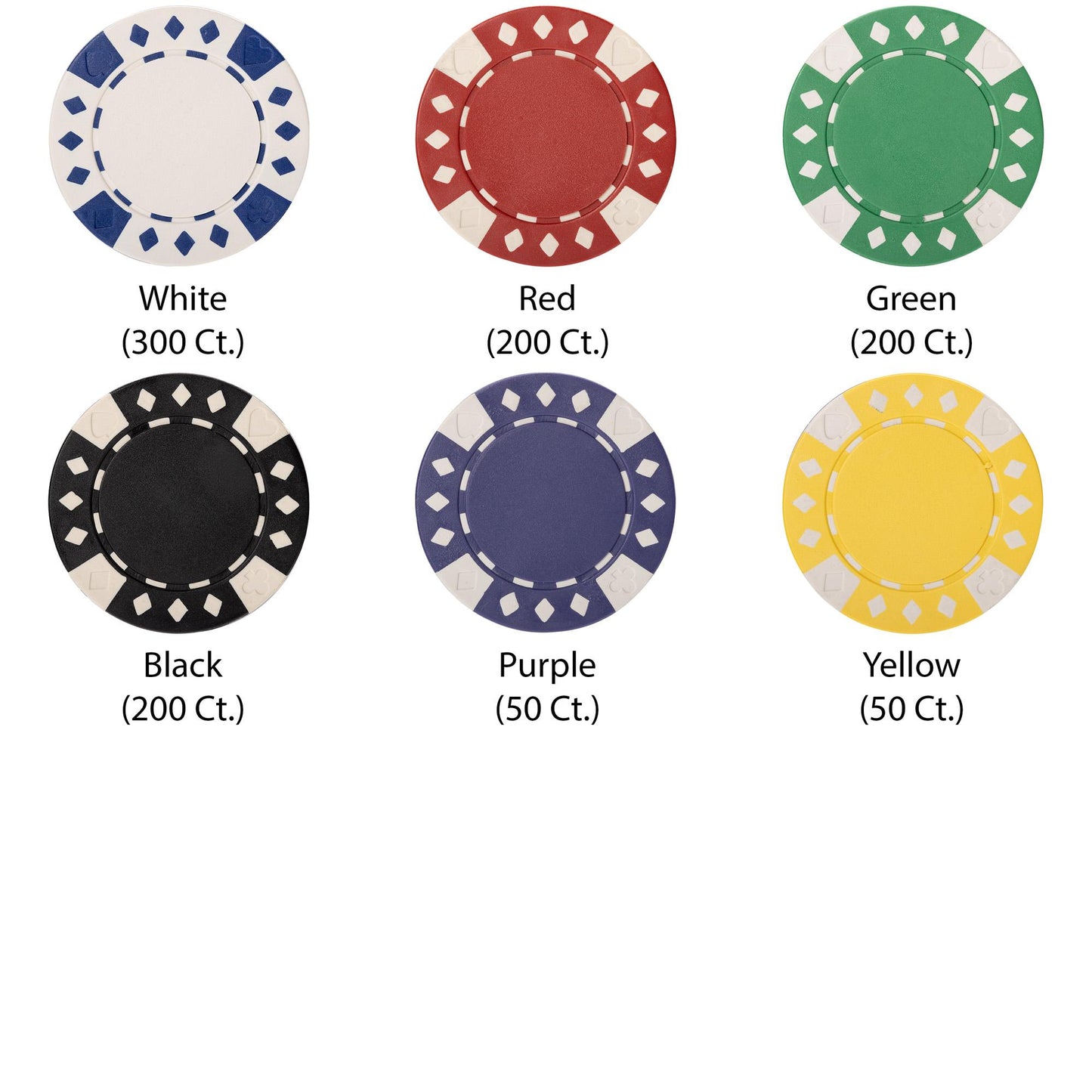 1000 Diamond Suited Poker Chips with Acrylic Carrier