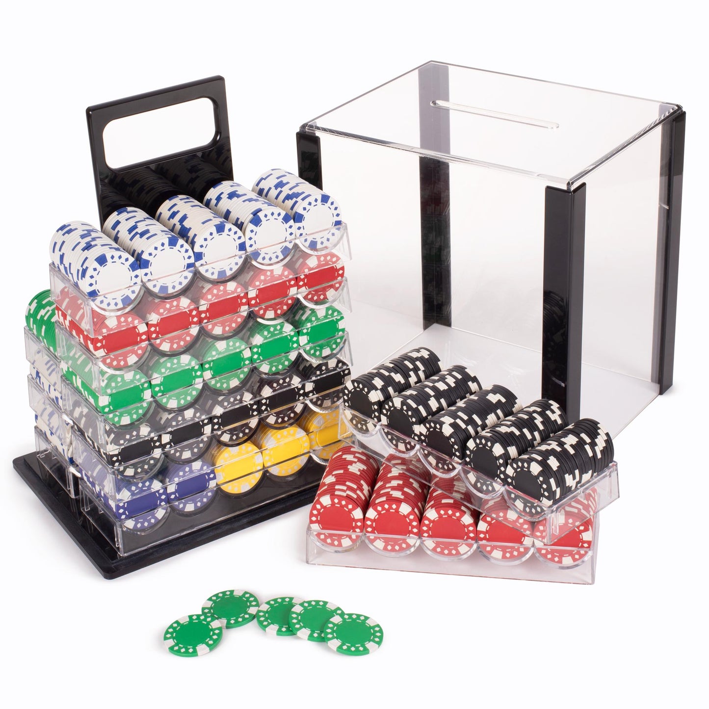 1000 Diamond Suited Poker Chips with Acrylic Carrier