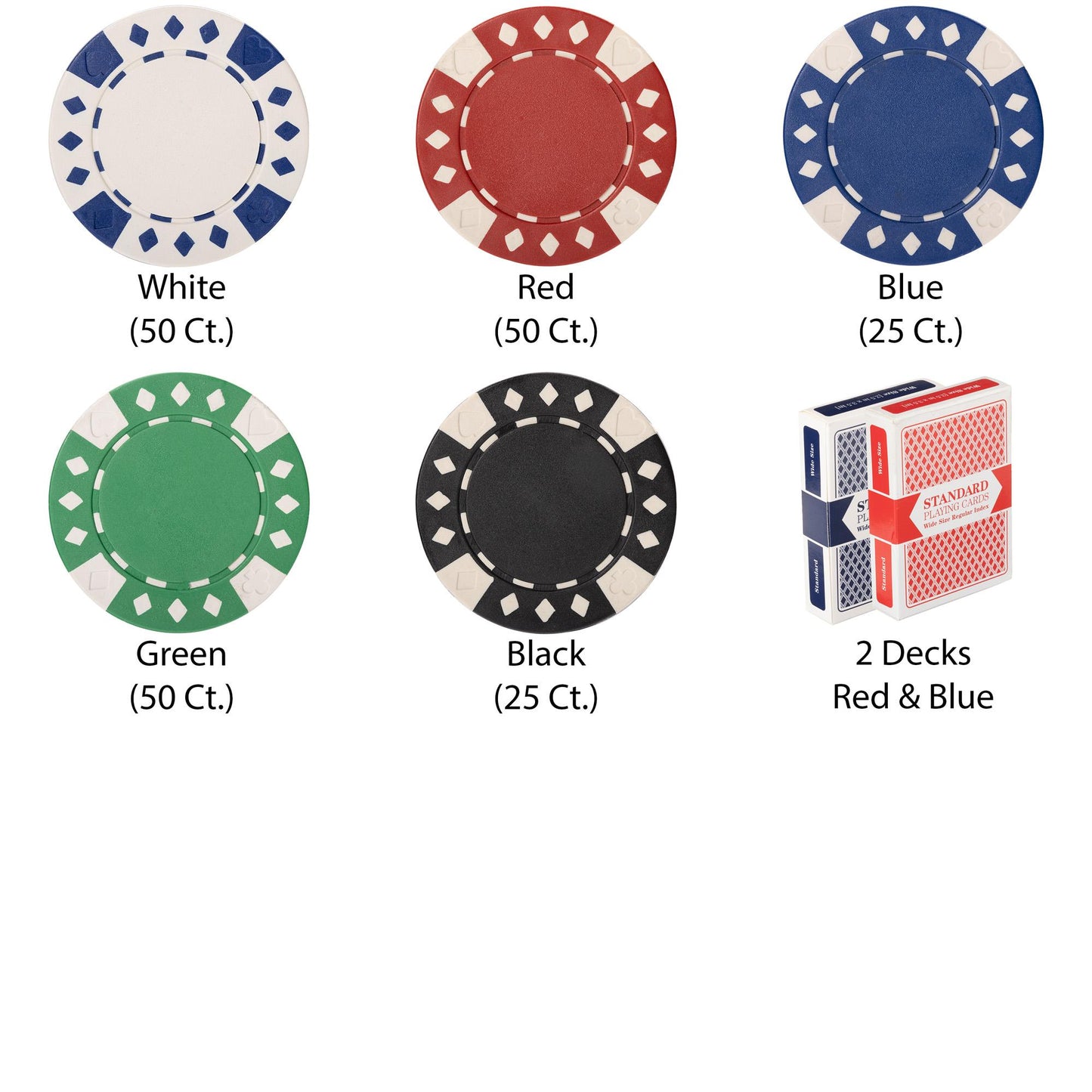 200 Diamond Suited Poker Chips with Wooden Carousel