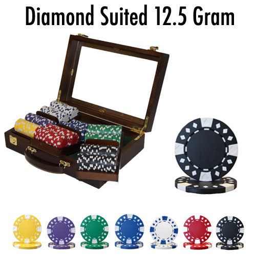 300 Diamond Suited Poker Chips with Walnut Case