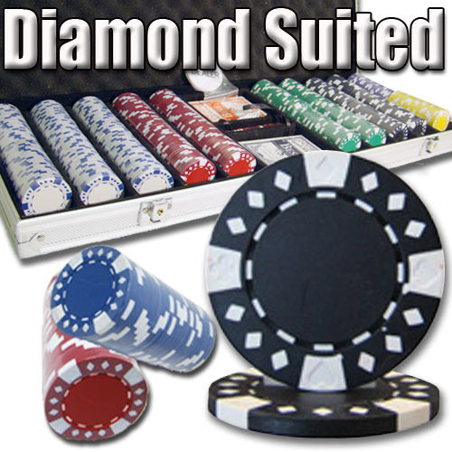 500 Diamond Suited Poker Chips with Aluminum Case