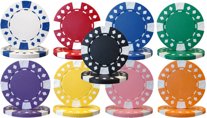 500 Diamond Suited Poker Chips with Black Aluminum Case