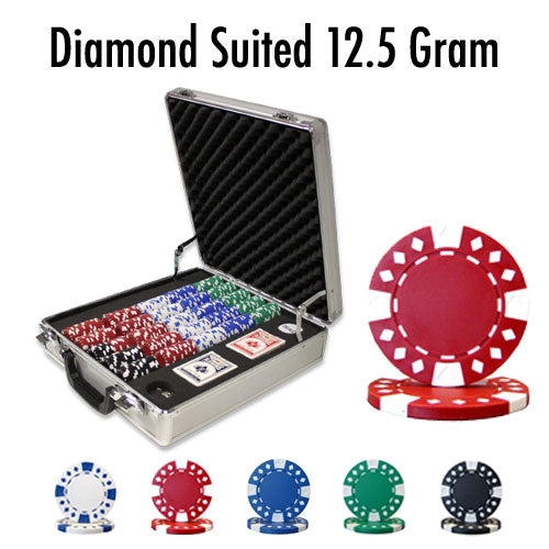 500 Diamond Suited Poker Chips with Claysmith Aluminum Case