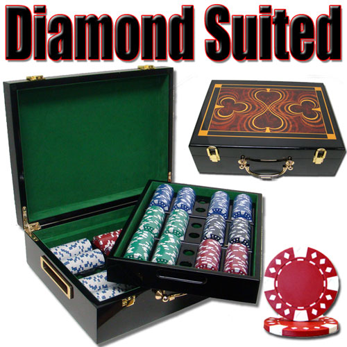 500 Diamond Suited Poker Chips with Hi Gloss Case