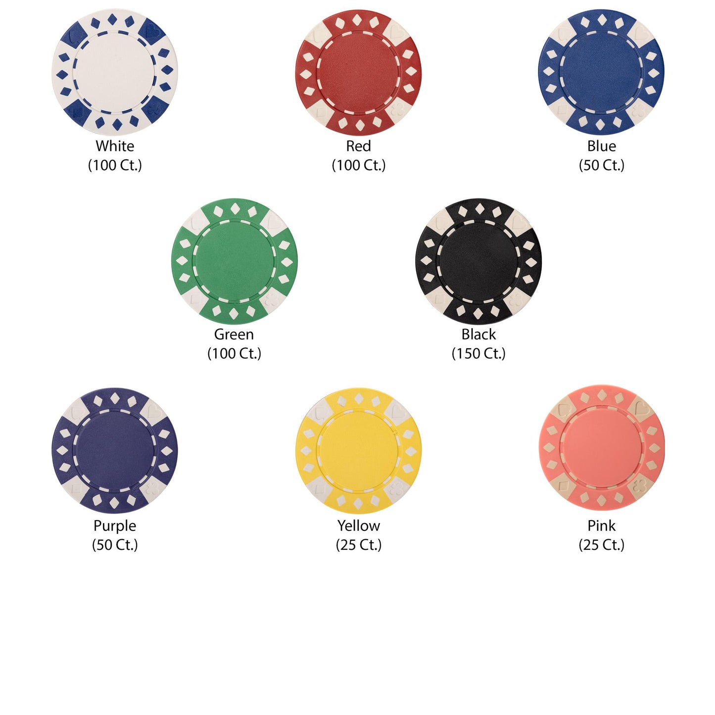 600 Diamond Suited Poker Chips with Acrylic Carrier