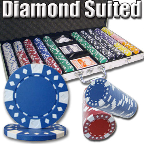 750 Diamond Suited Poker Chips with Aluminum Case