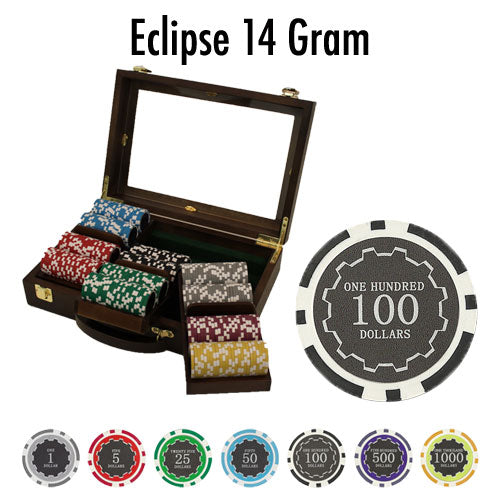 300 Eclipse Poker Chips with Walnut Case