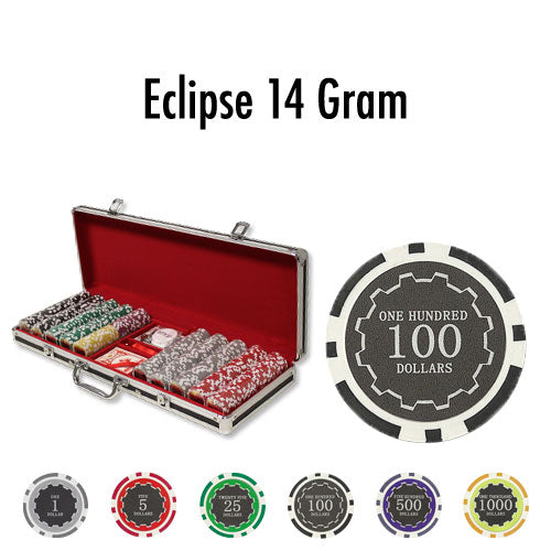 500 Eclipse Poker Chips with Black Aluminum Case