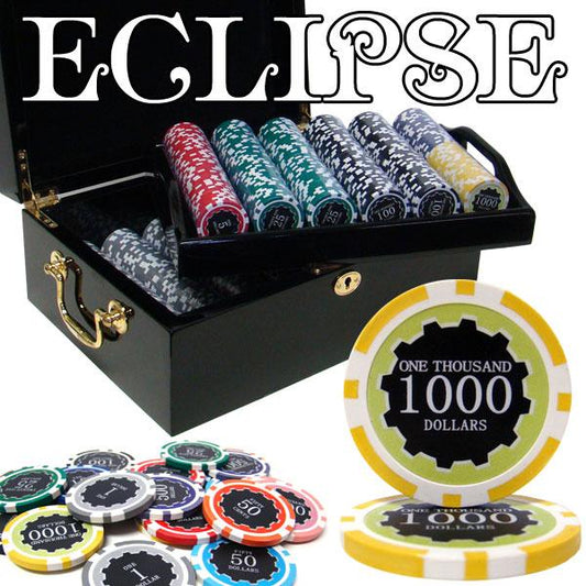 500 Eclipse Poker Chips with Mahogany Case