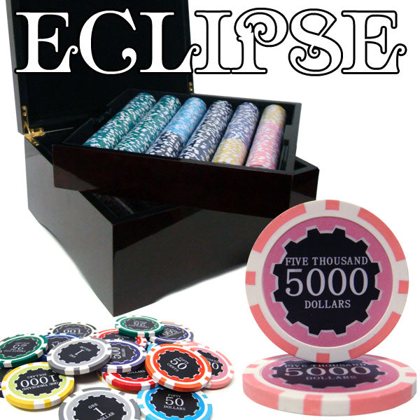 750 Eclipse Poker Chips with Mahogany Case