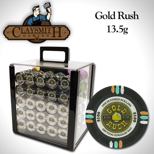 1000 Gold Rush Poker Chips with Acrylic Carrier
