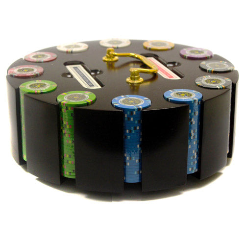 300 Gold Rush Poker Chips with Wooden Carousel