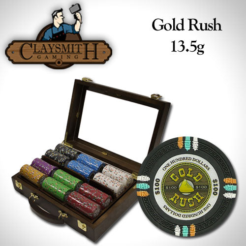 300 Gold Rush Poker Chips with Walnut Case