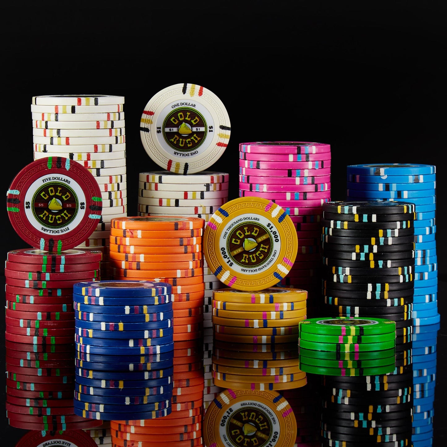 300 Gold Rush Poker Chips with Walnut Case