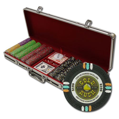 500 Gold Rush Poker Chips with Black Aluminum Case