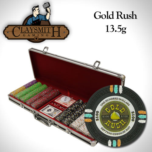 500 Gold Rush Poker Chips with Black Aluminum Case