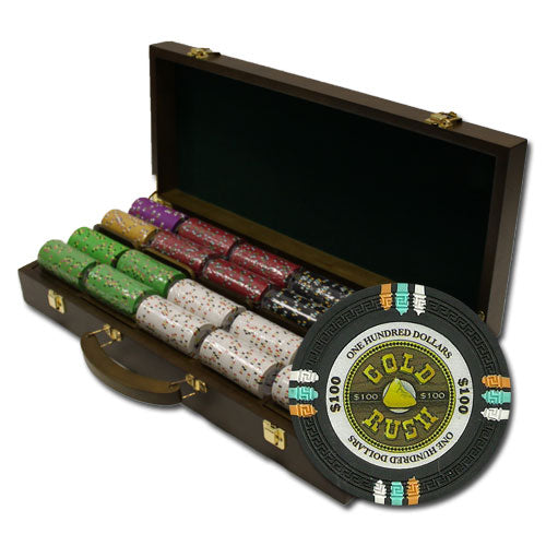 500 Gold Rush Poker Chips with Walnut Case