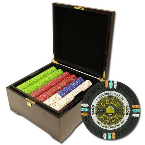 750 Gold Rush Poker Chips with Mahogany Case