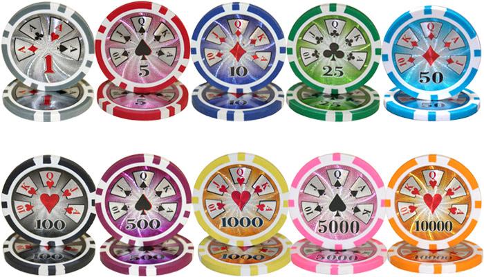 200 Hi Roller Poker Chips with Wooden Carousel