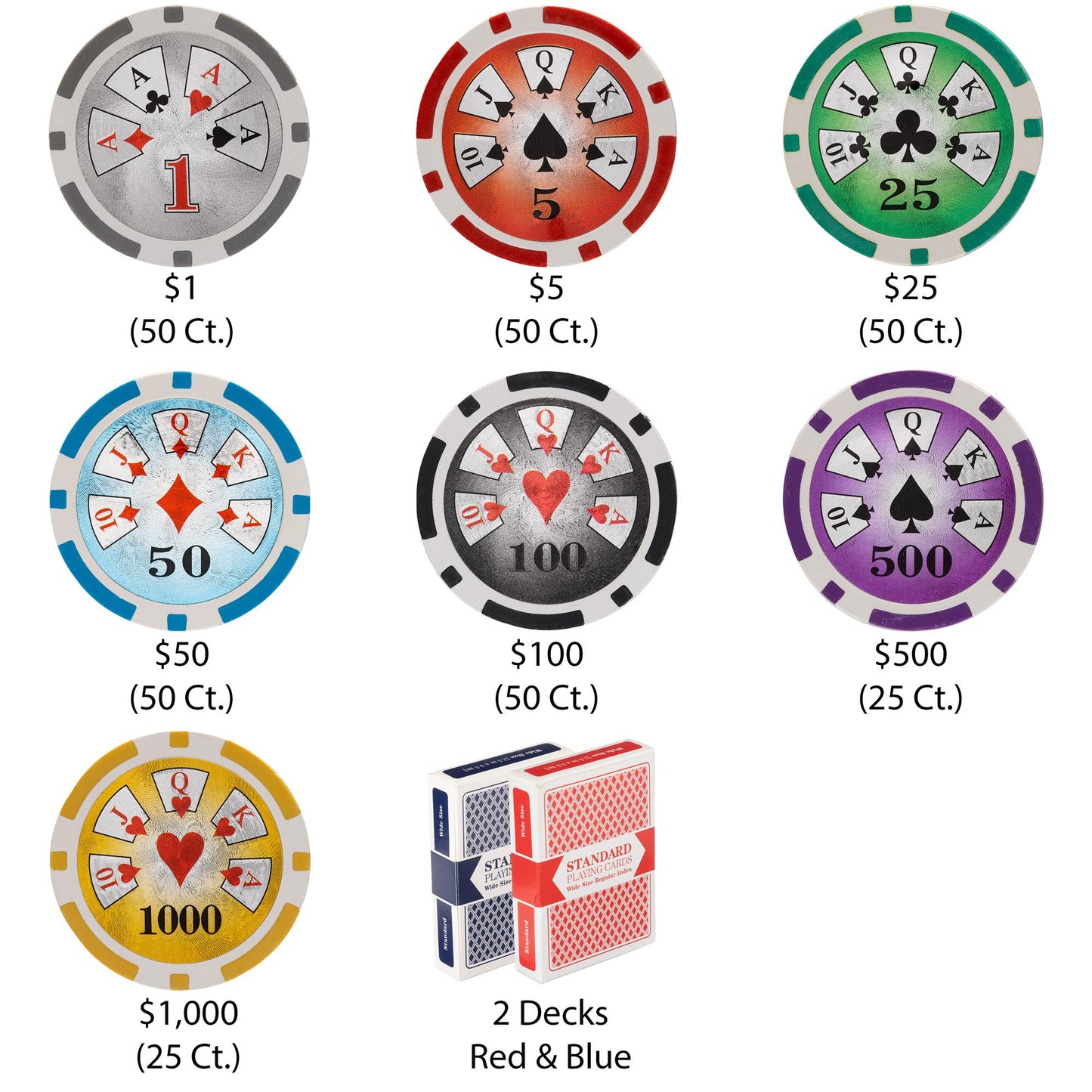 300 Hi Roller Poker Chips with Wooden Carousel