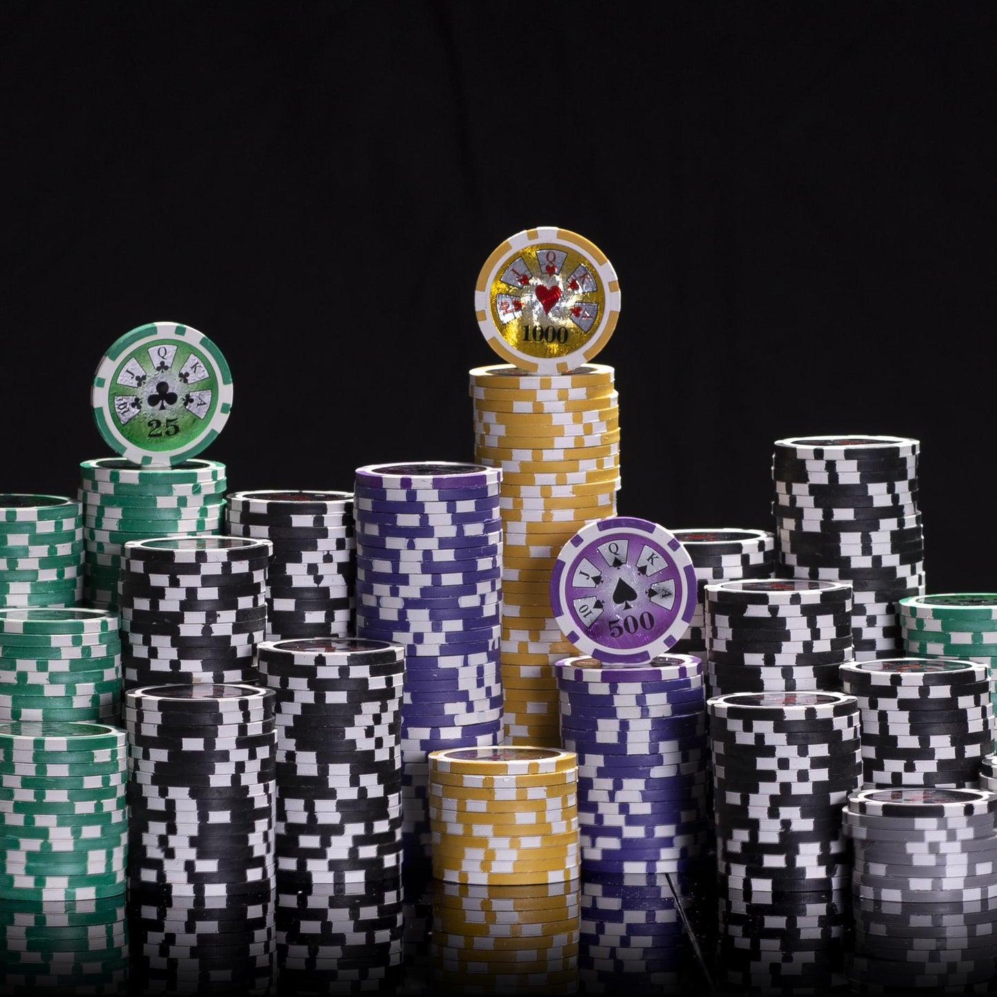 500 Hi Roller Poker Chips with Aluminum Case