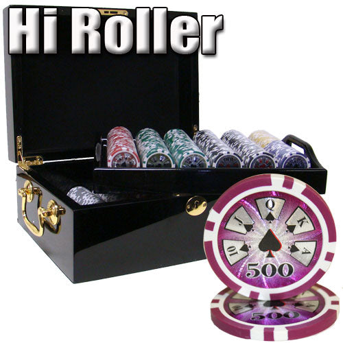 500 Hi Roller Poker Chips with Mahogany Case