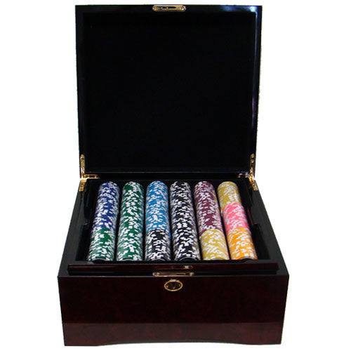 750 Hi Roller Poker Chips with Mahogany Case