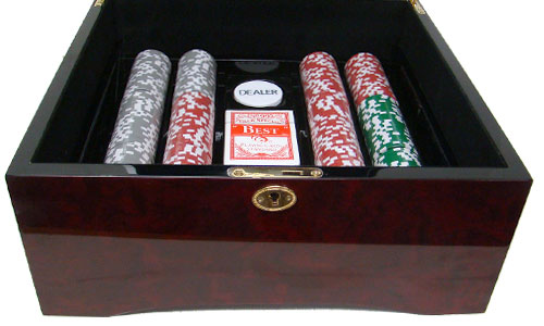 750 Hi Roller Poker Chips with Mahogany Case