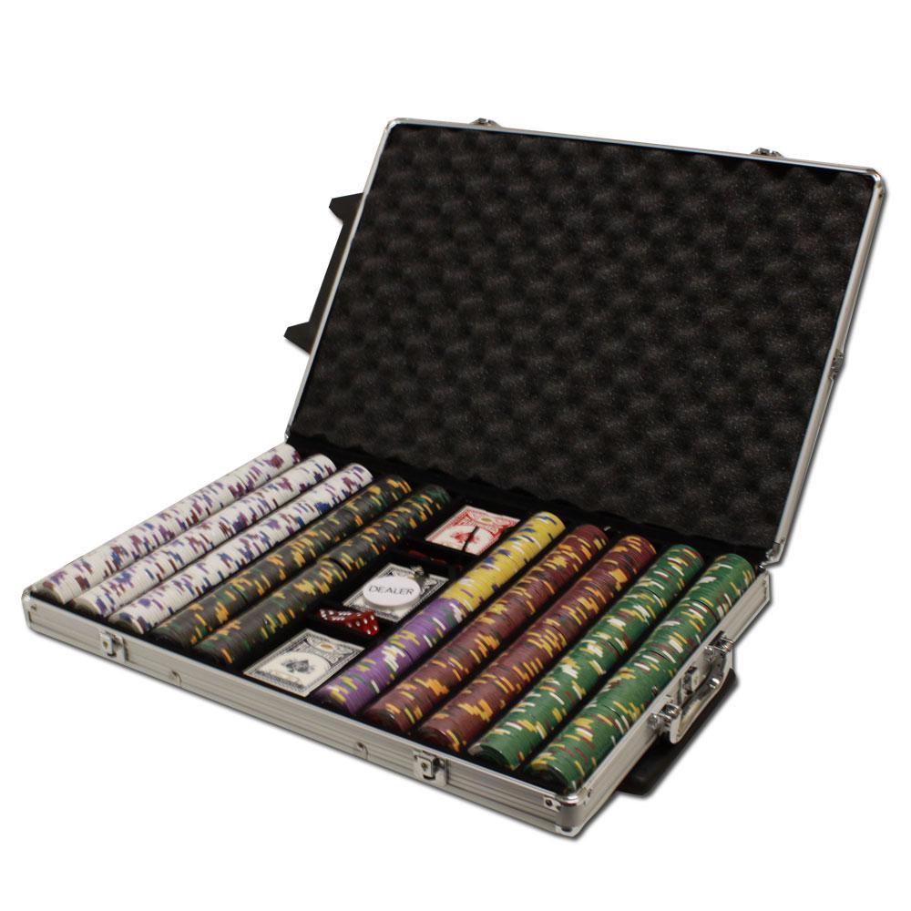 1000 Kings Casino Poker Chips with Rolling Aluminum Case