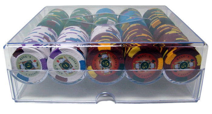 200 Kings Casino Poker Chips with Acrylic Tray