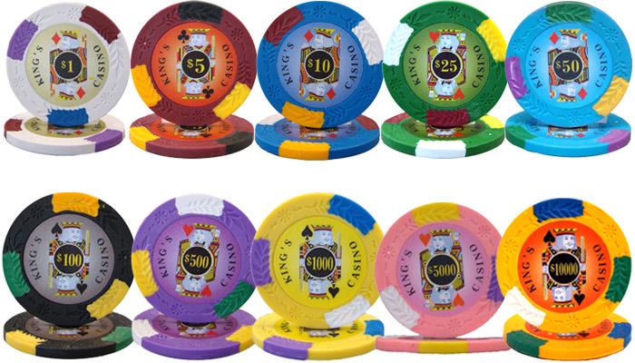 300 Kings Casino Poker Chips with Wooden Carousel